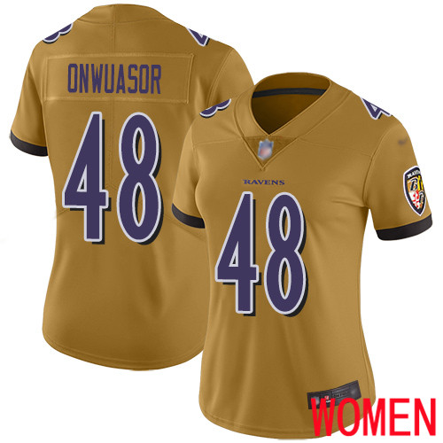 Baltimore Ravens Limited Gold Women Patrick Onwuasor Jersey NFL Football 48 Inverted Legend